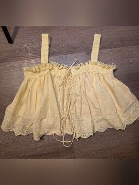 Women’s Cream Eyelet Ruffle Tank Top